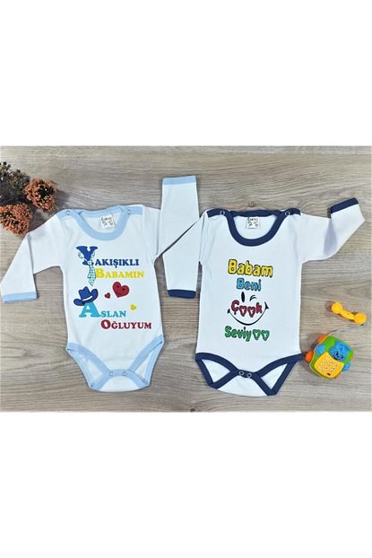 Cantaz Erkek Bebek Uzun Kollu Desenli 2 Li Citcitli Body 003 Trendyol
