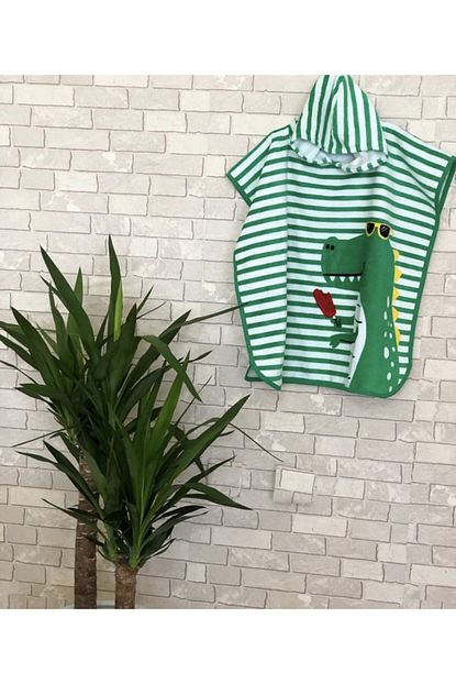 Wind Break Erkek Cocuk Yesil Timsah Desenli Panco Plaj Havlusu Trendyol