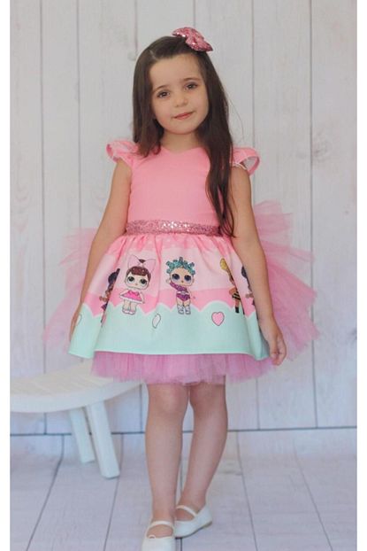 Riccotarz Kiz Cocuk Pembe Tul Kanatli Lol Baby Elbise Trendyol