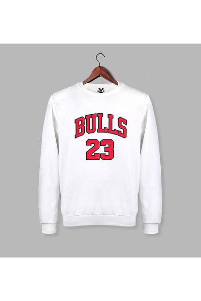 Darkia Erkek Beyaz Nba Chicago Bulls Baskili Basketbol Sweatshirt Trendyol