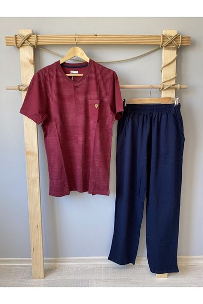 Erse Erkek Bordo Dugmeli Kisa Kol Pijama Takimi 514 Trendyol