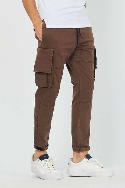 Denim Republic Erkek Kahverengi Gabardin Kargo Pantolon Trendyol