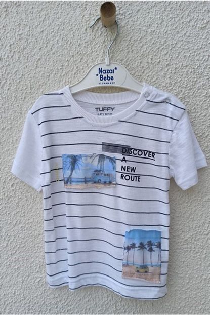 Necix Erkek Bebek Beyaz Discover Yazili Duz T Shirt Trendyol