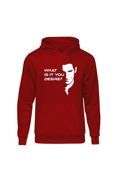 Fandomya Lucifer Desire Kirmizi Kapsonlu Hoodie Trendyol
