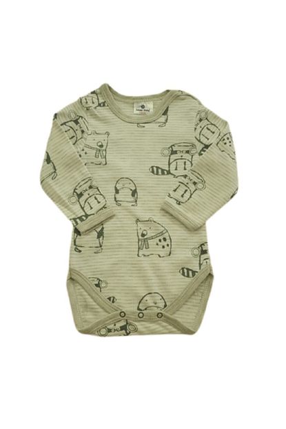 Luggi Baby Erkek Gri Cizgili Kutup Hayvanli Uzun Kollu Body Lg 3042 E Trendyol
