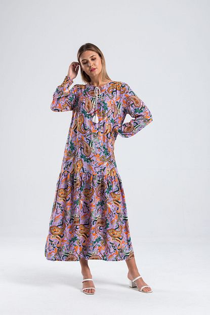 Hatun Atilla Kadin Pembe Sawanna Desenli Elbise Trendyol