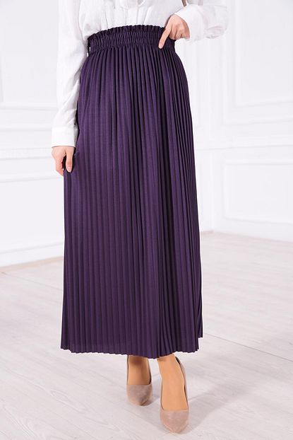 Moda Gulay Kadin Mor Pliseli Etek Trendyol