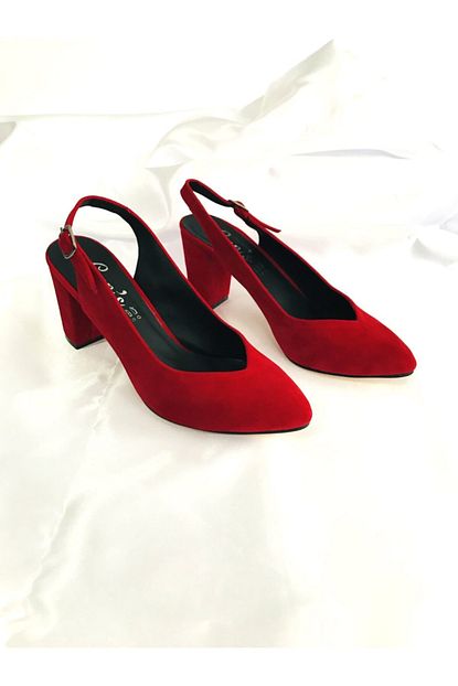Kalan Shoes Kadin Kirmizi Arkasi Acik Stiletto Trendyol