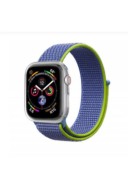 apple watch yesil mavi hasir dokuma kordon 44 mm