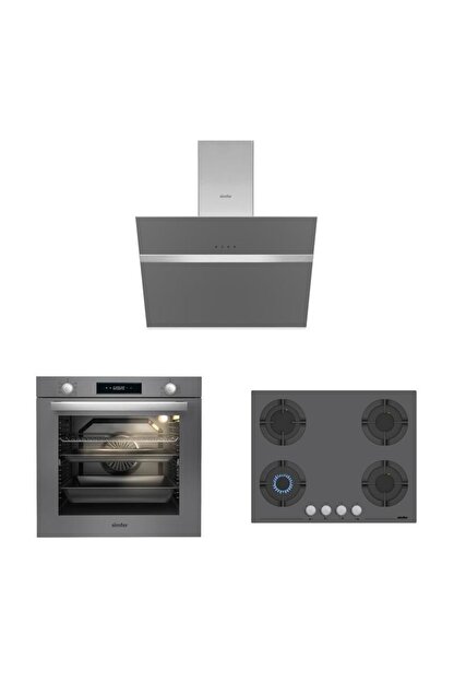 Simfer 80 Lt Xxl Silver Ankastre Set 7383 Firin 3652 Ocak 8613 Davlumbaz Trendyol