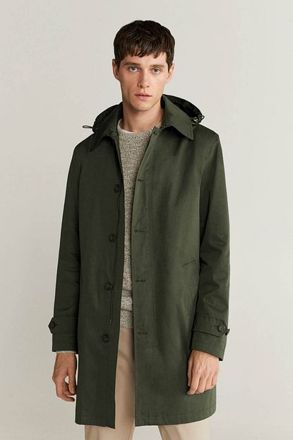 Mango Man Erkek Haki Renk Su Gecirmez Naylon Trenckot 77004378 Trendyol