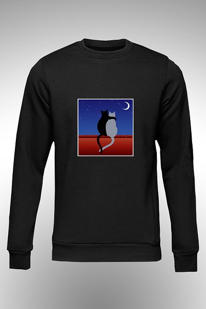 By Okat Gokyuzunu Izleyen Kediler Baskili Sweat Trendyol