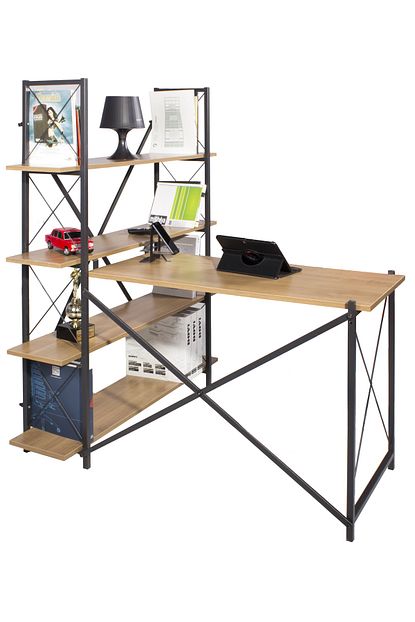 Innhome Calisma Masasi Ofis Laptop Bilgisayar Masa Raf Kitaplik Metal Trendyol