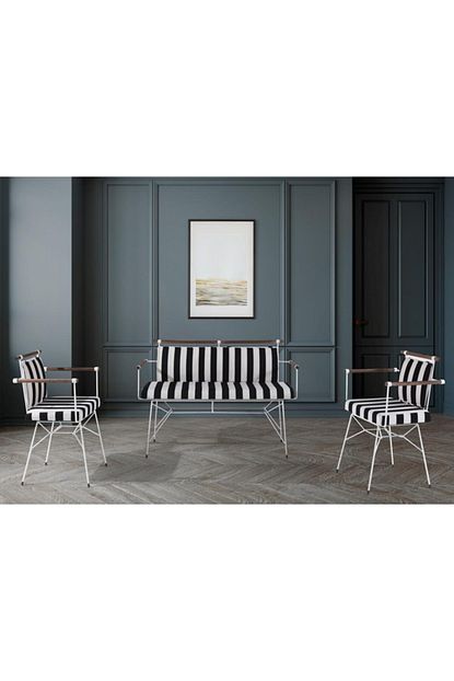 Indirimse Home Metal Cay Seti Oturma Grubu Siyah Beyaz Trendyol