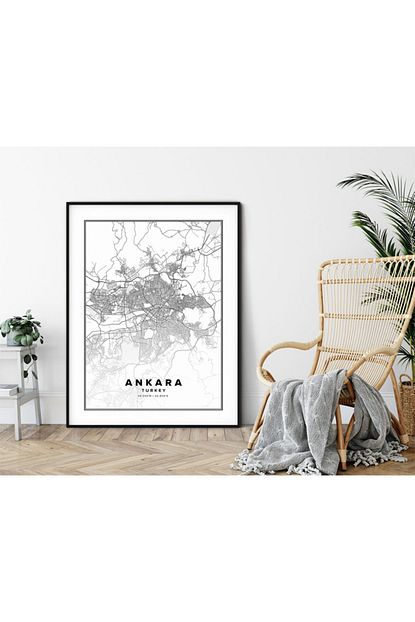 Tablo Poster Ankara Harita Poster 50x70 Cerceveli Trendyol