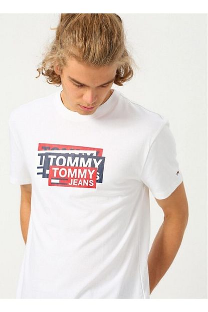 Tommy Hilfiger Erkek Beyaz T Shirt Trendyol