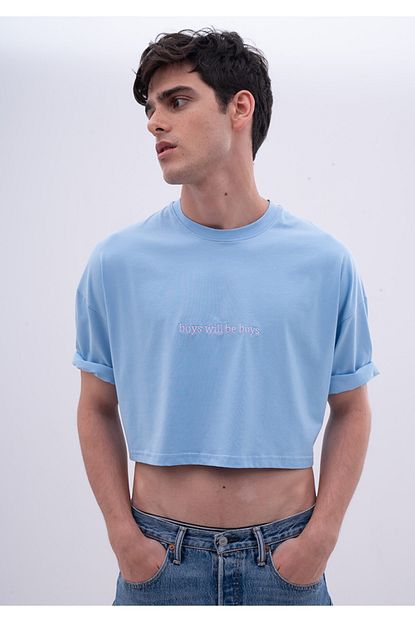 Callbac Ozel Tasarim 100 Pamuk Nakis Islemeli Crop Top Tisort Trendyol
