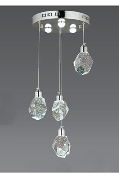 Burenze A Luxury Modern Kristalize Cam Sarkit Dortlu Krom Gun Isigi Power Led Avize Trendyol