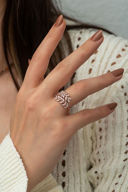 Papatya Silver 925 Ayar Yaprak Model Baget Tasli Gumus Kadin Yuzuk Trendyol