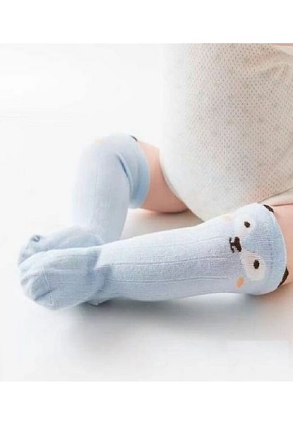 Asa Bebek Cocuk Erkek Bebek Diz Alti Neseli Yuzlu Corap Mavi Trendyol