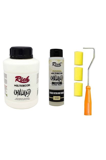 Rich Hobi Market 3 Lu Boya Seti Multi Decor Chalked Akrilik Boya 4508 Kardelen 1750 Gr Vernik Rulo Firca Trendyol