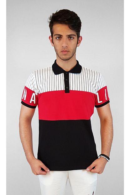 Hypers Erkek Beyaz Polo Yaka Beyaz Kirmizi Cizgili Tisort Trendyol