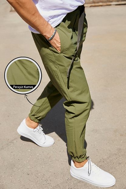 Sateen Men Erkek Haki Parasut Kumas Jogger Pantolon Trendyol