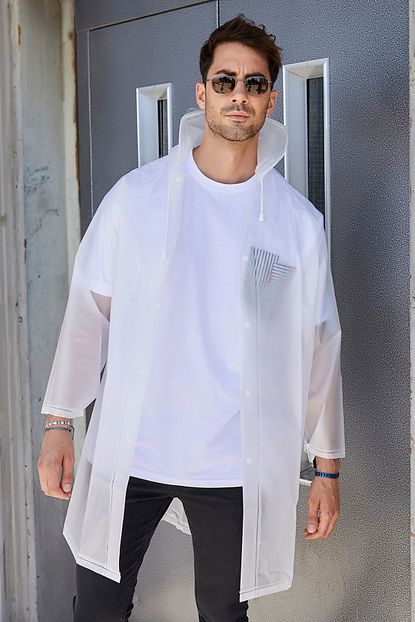 Sateen Men Erkek Seffaf Cantalu Unisex Yagmurluk Trendyol