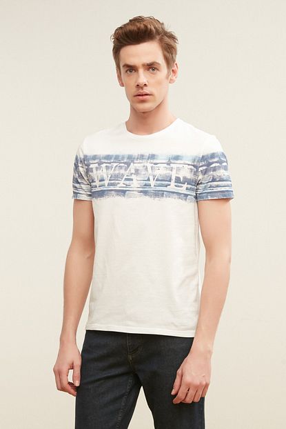 Mudo Erkek Beyaz Bisiklet Yaka Marin Pamuk T Shirt 373638 Trendyol
