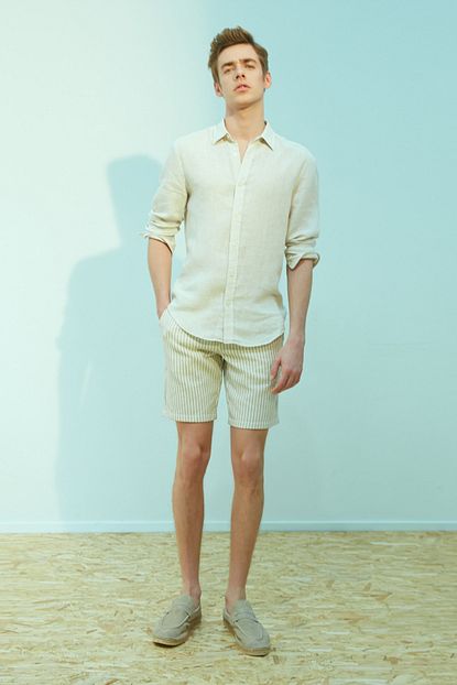 Mudo Erkek Bej Slim Fit Keten Gomlek 1214545 Trendyol