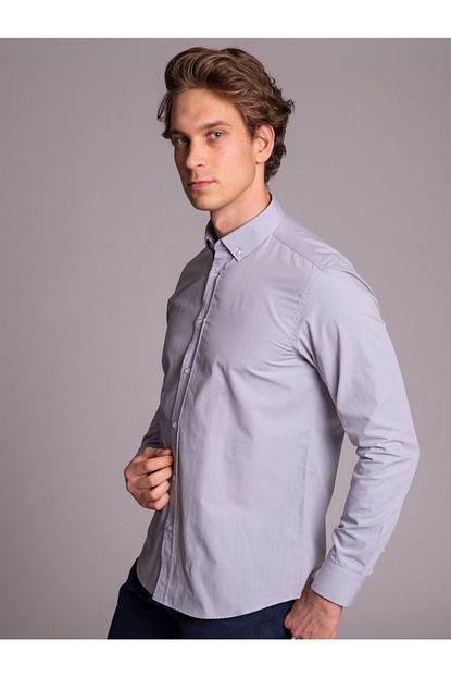 Dufy Acik Gri Erkek Gomlek Slim Fit Trendyol