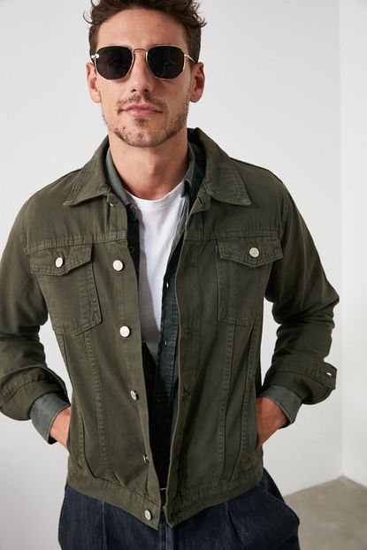 Trendyol Man Haki Erkek Trucker Slim Fit Ceket Tmnss20ce0113 Trendyol