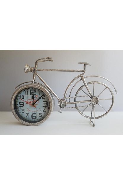 Evimtatlievim Antik Gumus Metal Bisiklet Masa Saati 38 Cm Trendyol