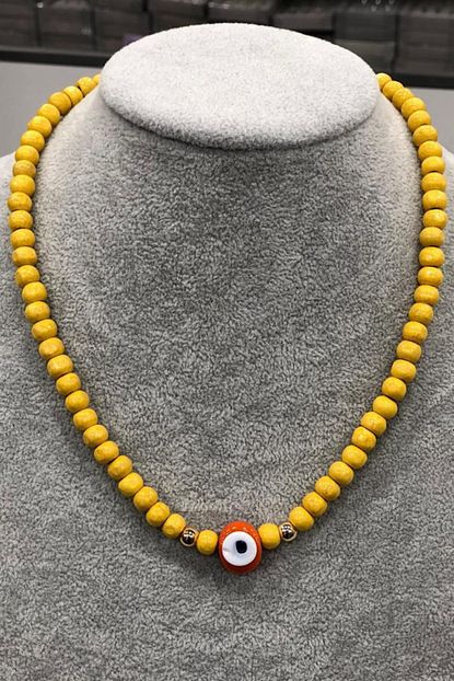 Kokostyle Nazar Boncugu Ve Sari Ahsap Izmir Boncuklu Kolye Trendyol