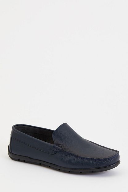 Defacto Erkek Lacivert Hakiki Deri Loafer Ayakkabi S3827az20sm Trendyol