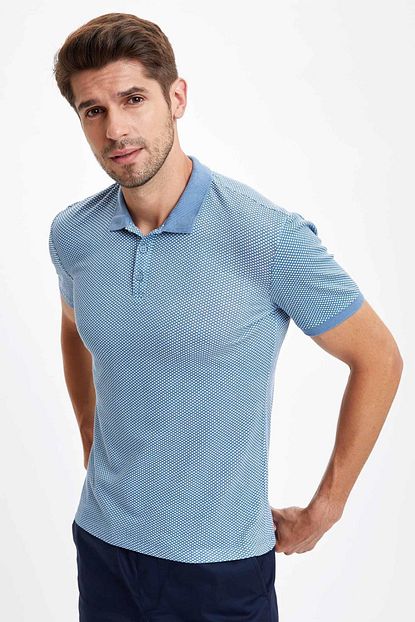 Defacto Erkek Mavi Polo Yaka Kisa Kollu Slim Fit Pamuklu Tisort S3488az20hs Trendyol