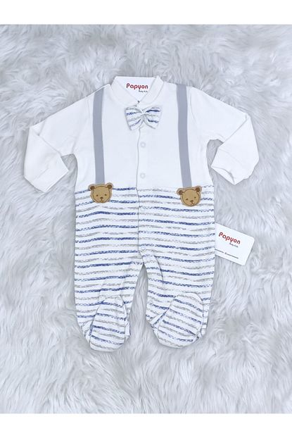 Papyon Baby Kids Necix S Pantolon Askili Cizgili Papyonlu Erkek Bebek Tulum Trendyol