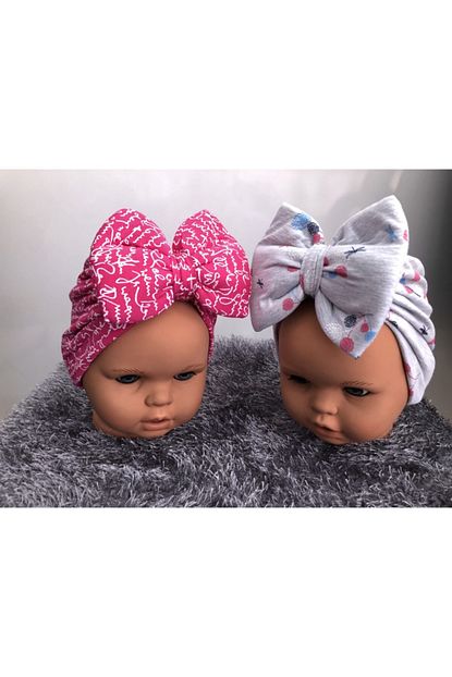 Bandana Kiz Cocuk 0 6 Ay Desenli 2 Adet Fiyonklu Bebek Bone Bebek Trendyol