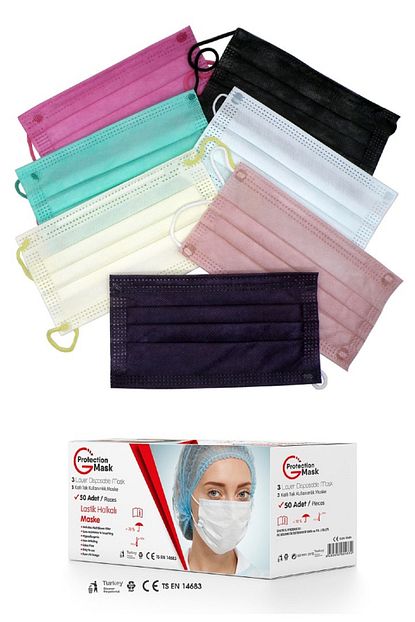 Gprodection Maske G Protection 3 Katli Tek Kullanimlik Renkli Maske 50 Adet Fiyati Yorumlari Trendyol
