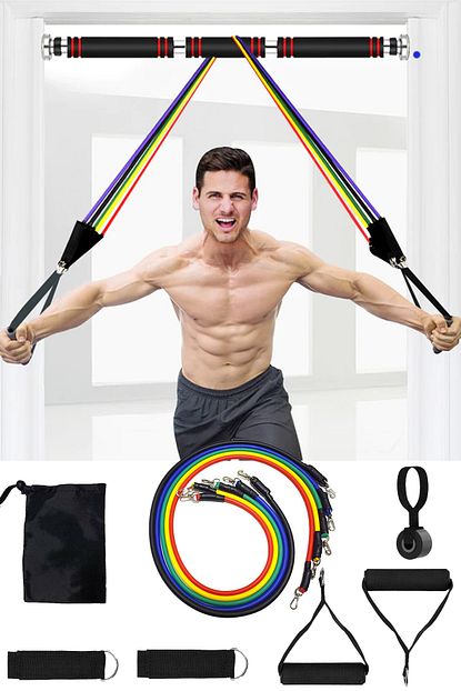 Jet Cantali 13 Parca 5 Farkli Direnc Pilates Guc Lastigi Seti Ve 80 130 Cm Sungerli Kapi Barfiksi Demiri Trendyol