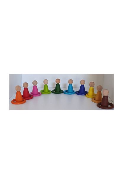 Kirtkirt Ahsap Waldorf Montessori Dogal Ahsap Insancik Renkli Peg Bebek Mini Insancik Halka Boyali 10 Arli Set Trendyol