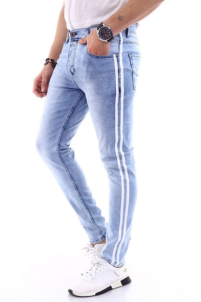 Damga Jeans Erkek Buz Mavi Seritli Kot Pantolon Trendyol