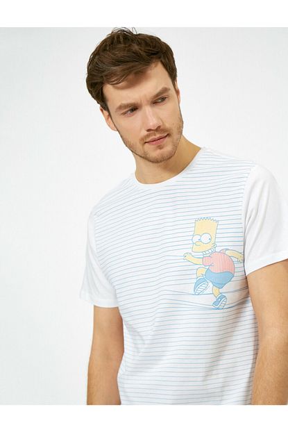 Koton Erkek Beyaz Simpsonlar Lisansli T Shirt Trendyol