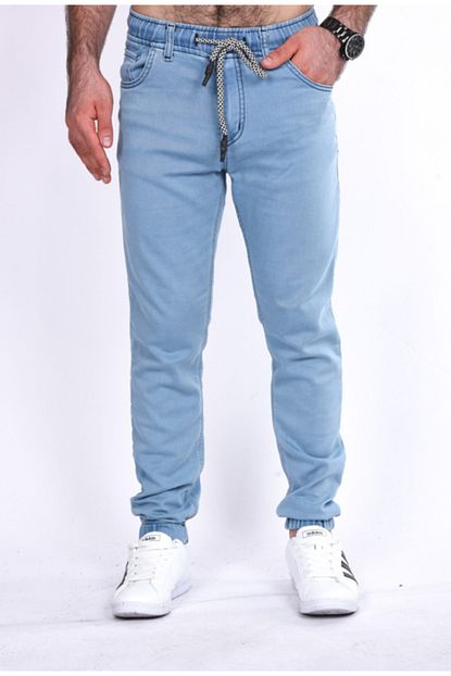 Black Steel Erkek Mavi Beli Ve Pacasi Lastikli Cepli Kargo Pantolon 1453 Trendyol