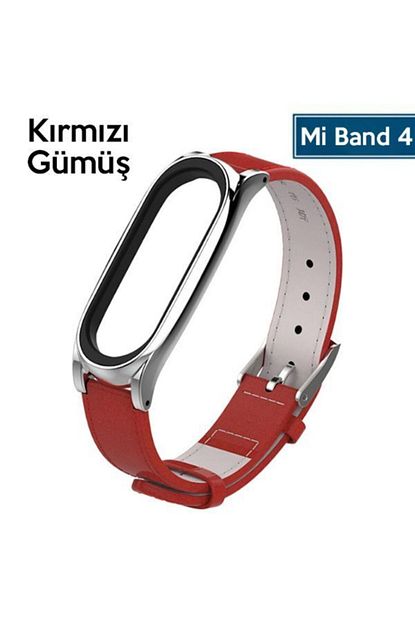 Xiaomi Mijobs Mi Band 4 Pu Deri Kayis Kordon Kirmizi Gumus Trendyol