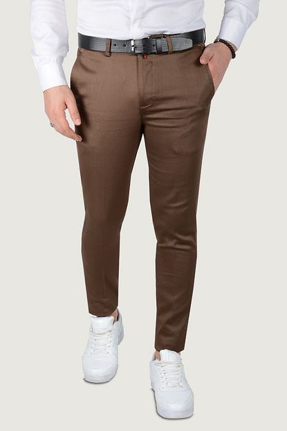 Terapi Men Erkek Koyu Kahverengi Keten Pantolon 9y 2200203 100 Trendyol