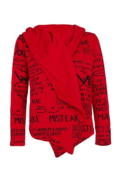 Cipo Baxx Kadin Kirmizi Yazi Baskili Asimetrik Kesim Bayan Sweatshirt Trendyol