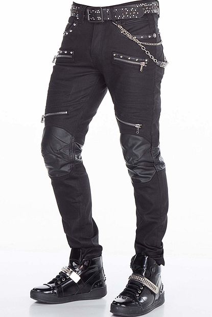 Cipo Baxx Cd380 Rock Punk Giyim Zincirli Siyah Erkek Kot Pantolon Trendyol