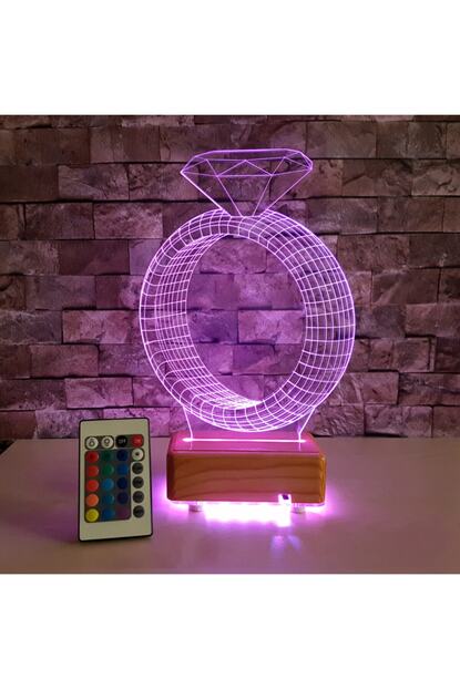 Vipyol Tektas Yuzuk Tasarim 3d Led Gece Lambasi 16 Renk Led Lamba Trendyol