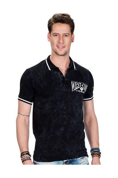 Cipo Baxx Ct381 West Coast Baskili Polo Yaka Siyah Erkek Tisort Trendyol